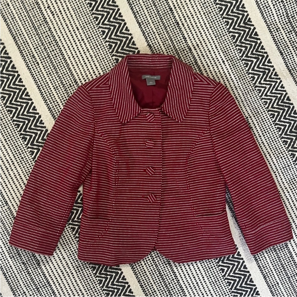 Ann Taylor Red and White Blazer